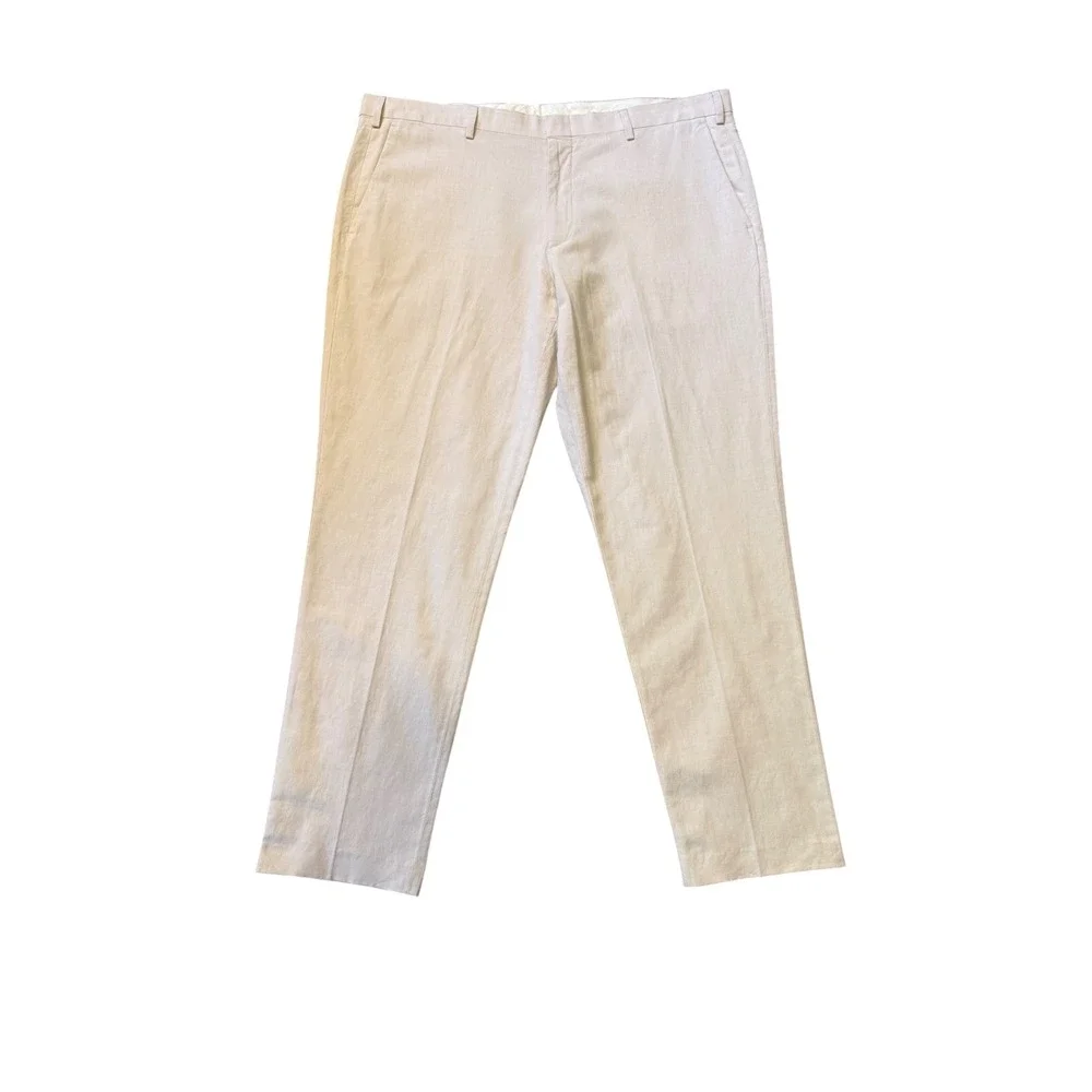 J.Crew Ludlow Mens Beige Cotton Linen Blend Suit Pants Trousers 38x32 Slim Fit